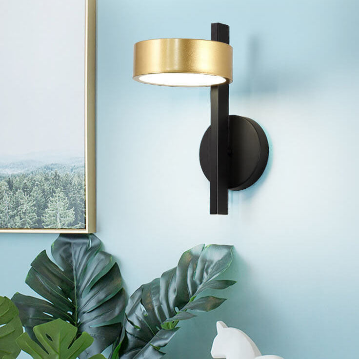 Light Black Gold Iron Round Head LED Wall Sconce Lamp