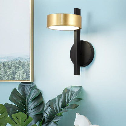Light Black Gold Iron Round Head LED Wall Sconce Lamp