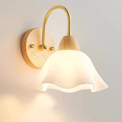 Wood Acrylic Iron Flower Ball 1-Light Wall Sconce Lamp