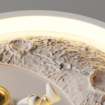 Flower-Shaped Resin Moon Astronaut LED Wall Sconce Lamp