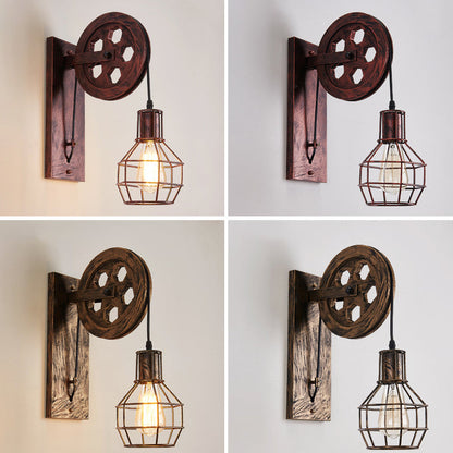 Traditional Linear Round Iron 1-Light Wall Sconce Lamp