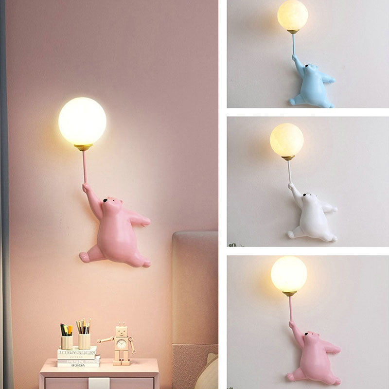 Creative Bear Resin Glass 1-Light Wall Sconce Lamp