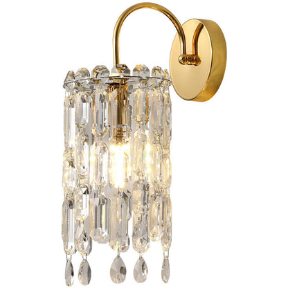 Gold Dazzling Prismatic Crystal 1-Light Wall Sconce Lamp