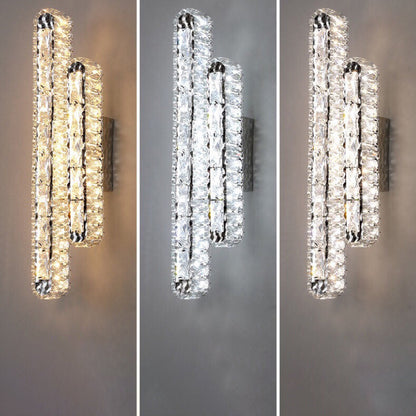 Stainless Crystal Elliptical Strip LED Wall Sconce Lamp