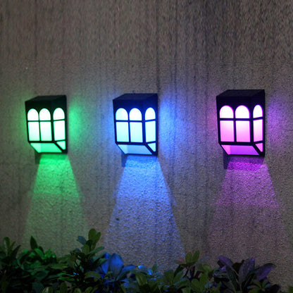 Solar Fence Square RGB Color LED Fence Wall Sconce Lamp