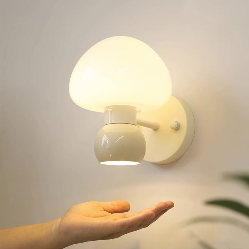 Creative Mushroom Iron Glass 1-Light Wall Sconce Lamp