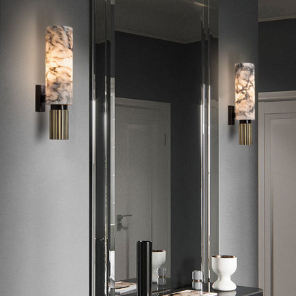 Light Cylindrical Hardware Stone 1-Light Wall Sconce Lamp