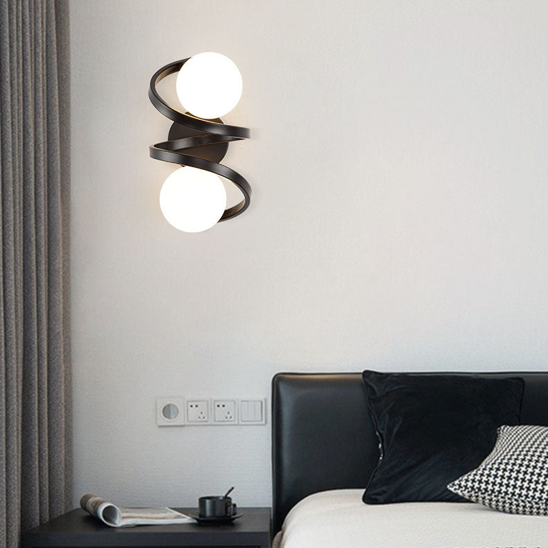 Minimalist Round Ball Iron Glass 2-Light Wall Sconce Lamp