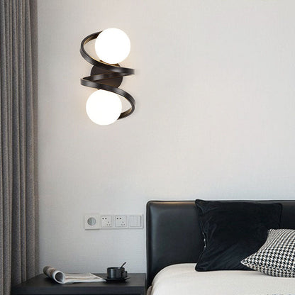 Minimalist Round Ball Iron Glass 2-Light Wall Sconce Lamp