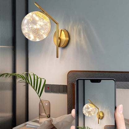 European Full Star Iron Glass Ball LED Wall Sconce Lamp