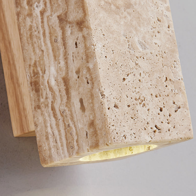 Japanese Wood Cubic Cylinder 1-Light Wall Sconce Lamp