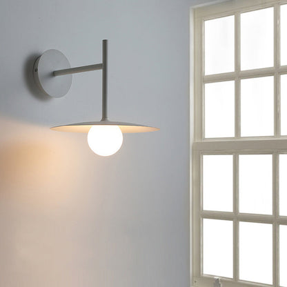 Iron Glass Disc Round Plate 1-Light Wall Sconce Lamp