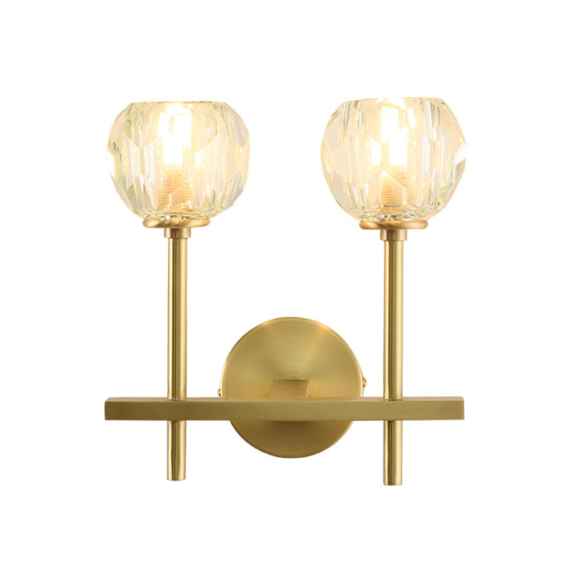 Modern Luxury Bowl Steel Crystal 1/2-Light Wall Sconce Lamp