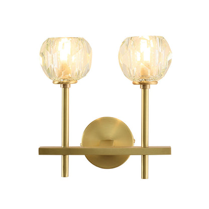 Modern Luxury Bowl Steel Crystal 1/2-Light Wall Sconce Lamp