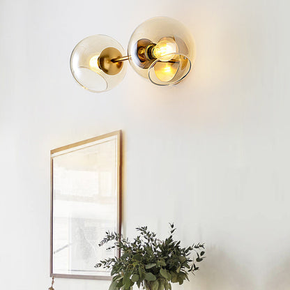 Nordic Iron Glass Ball Strip 2-Light Wall Sconce Lamp
