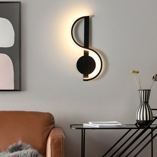 Creative Music Note Silicone Line Iron LED Wall Sconce Lamp