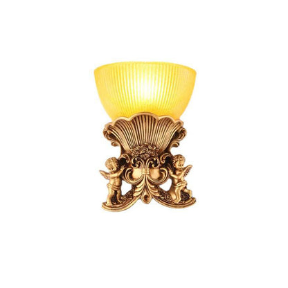 European Angel Striped Glass 1-Light Wall Sconce Lamp