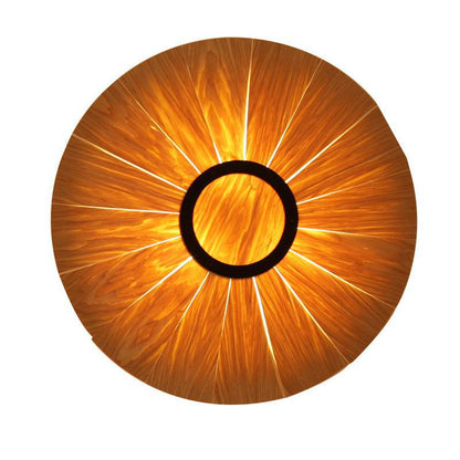 Round Cherry Veneer Oak Veneer 1-Light Wall Sconce Lamp