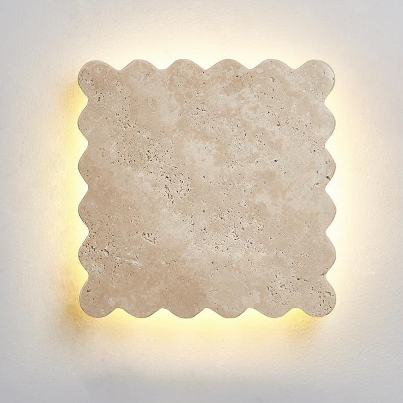 Japanese Travertine Corrugated Square LED Wall Sconce Lamp