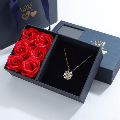 Four Heart Clover Pendant Necklace