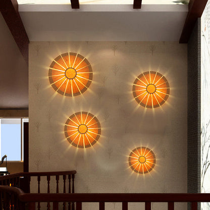 Chinese Bamboo Faux Parchment 1-Light Wall Sconce Lamp