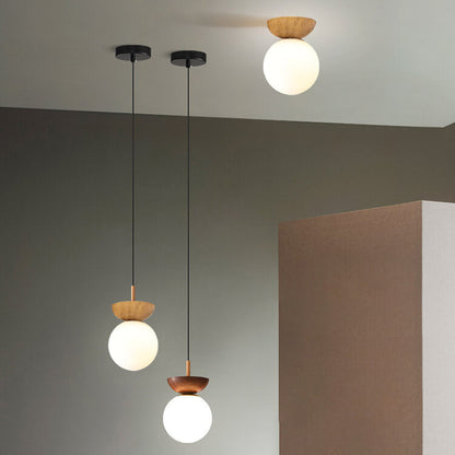 Modern Minimalist Glass Orb Semi-Flush Mount/Pendant Light