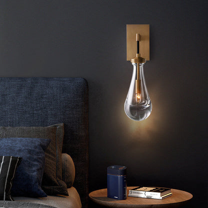 Teardrop Full Copper Crystal 1-Light Wall Sconce Lamp
