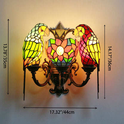 Tiffany Half Round Iron Glass 3-Light Wall Sconce Lamp