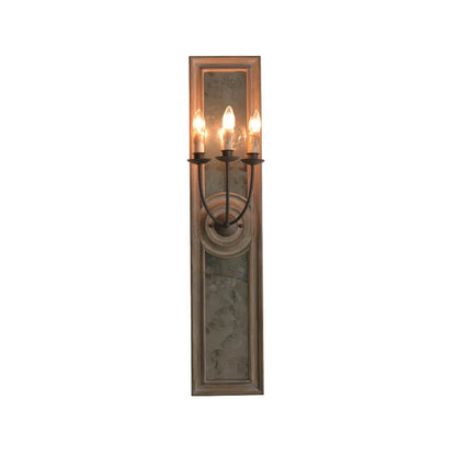 Wooden Long Frame Candelabra 3-Light Wall Sconce Lamp