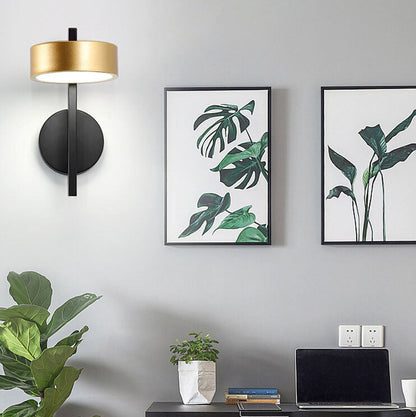 Light Black Gold Iron Round Head LED Wall Sconce Lamp