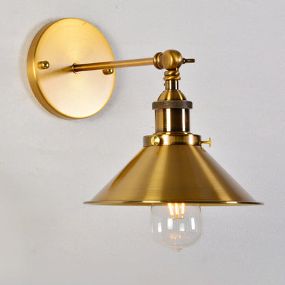 Retro Iron Cylinder Cone 1-Light Wall Sconce Lamp