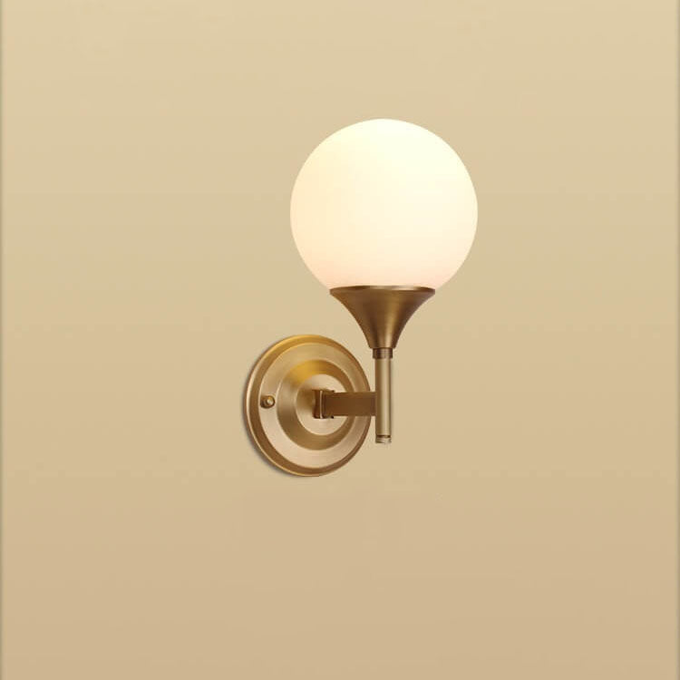 Pure Orb Copper Frosted Glass 1-Light Wall Sconce Lamp