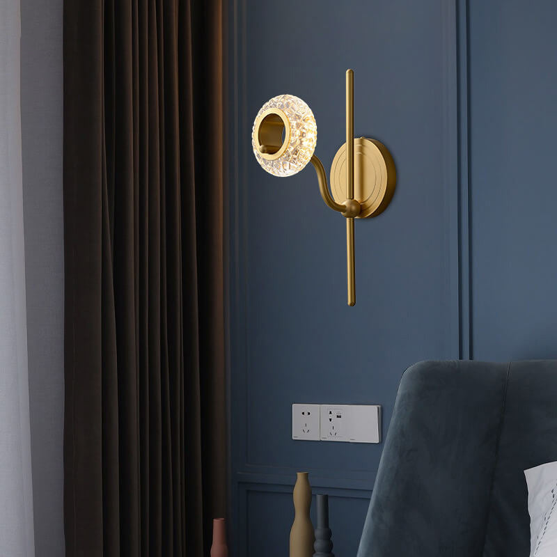 Light Luxury Brass Glass Circle 1/2 Light Wall Sconce Lamp