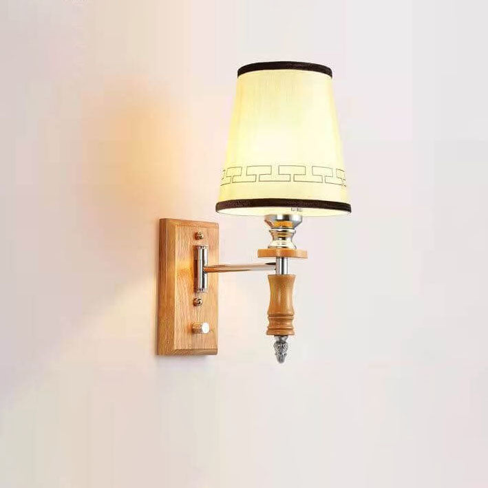 Chinese Fabric Barrel Shade 1-Light Wall Sconce Lamp