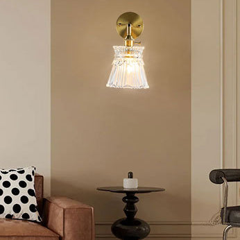 French Cylinder Ball Copper Glass 1-Light Wall Sconce Lamp