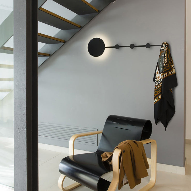 Round Long Coat Rack Shelf Iron LED Wall Sconce Lamp