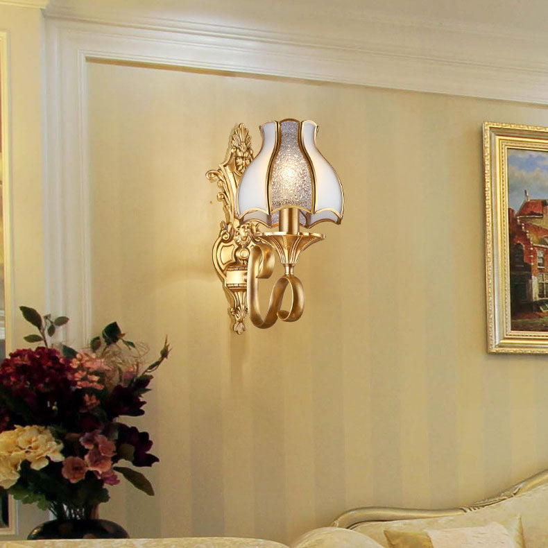 European Light Copper Glass 1/2-Light Wall Sconce Light