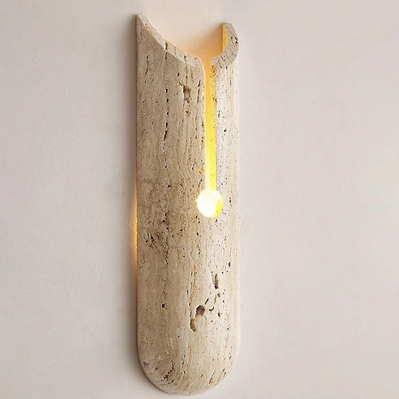 Japanese Travertine Half Oval 1-Light Wall Sconce Lamp