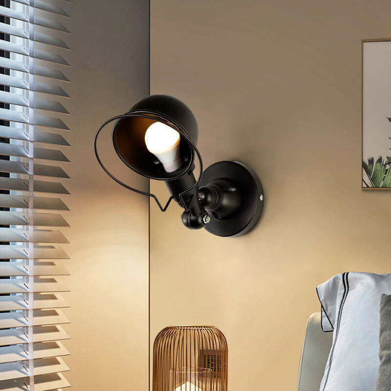Vintage Iron Dome Adjustable 1-Light Wall Sconce Lamp