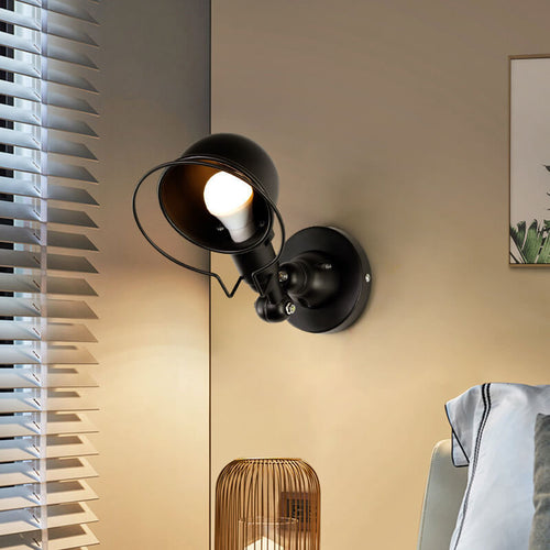 Vintage Iron Dome Adjustable 1-Light Wall Sconce Lamp