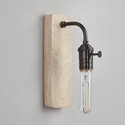 Retro Travertine Brass Round 1-Light Wall Sconce Lamp