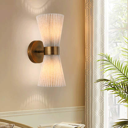 Minimalist Column Fabric Copper 2-Light Wall Sconce Lamp