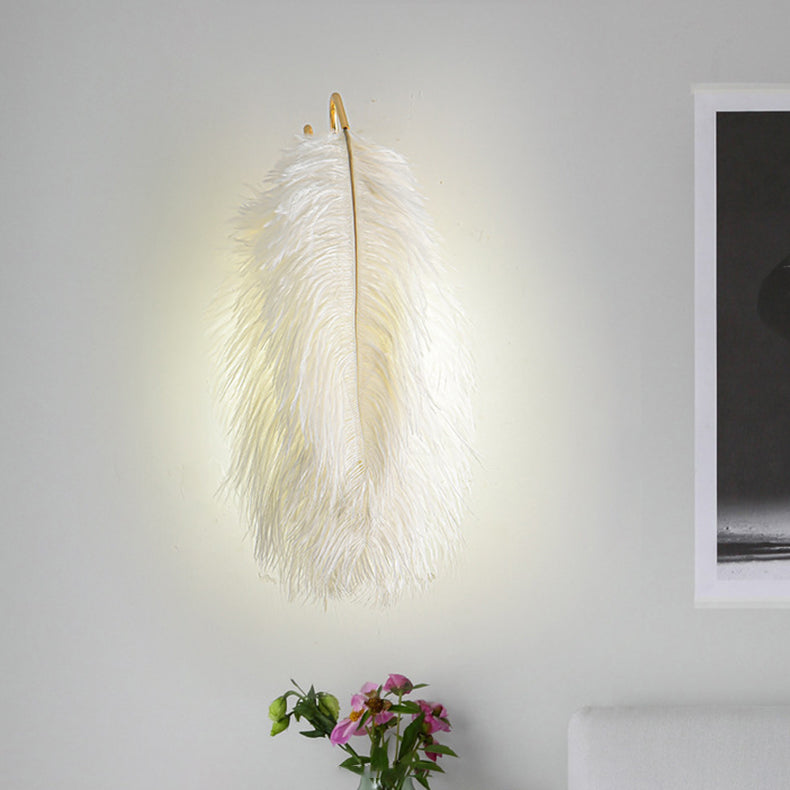 Creative Ostrich Feather Design 1-Light Wall Sconce Lamp