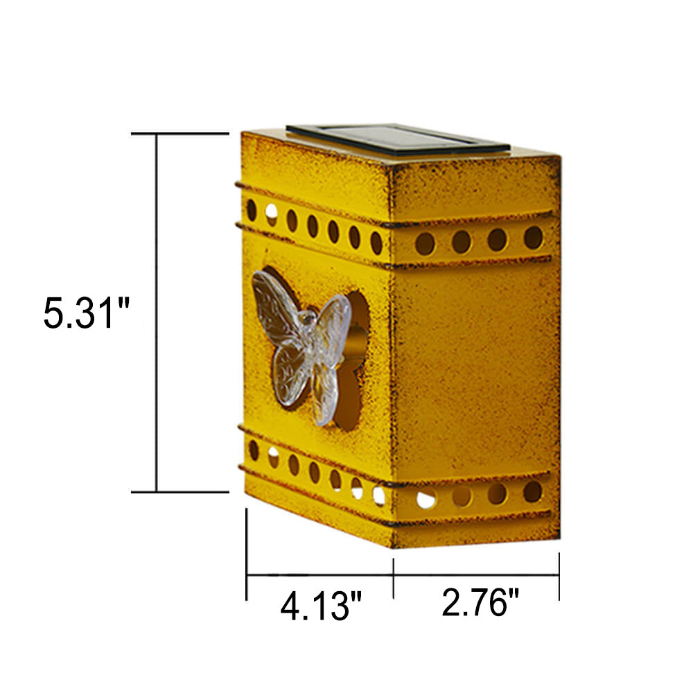 Solar Box Aged Iron LED Outdoor Fence Wall Sconce Lamp