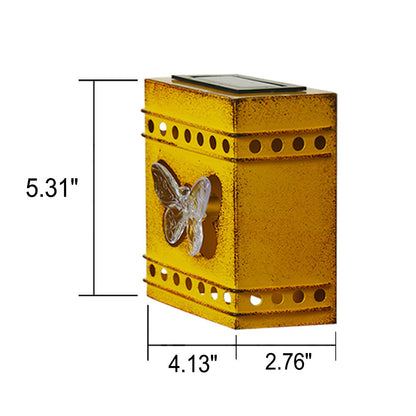Solar Box Aged Iron LED Outdoor Fence Wall Sconce Lamp