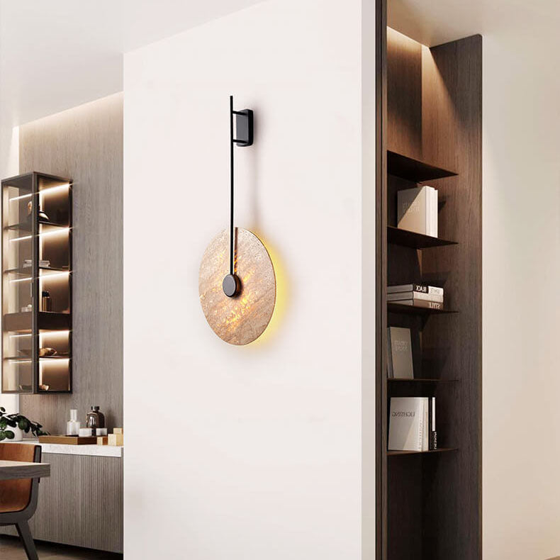 Scandinavian Iron Yellow Travertine LED Wall Sconce Lamp