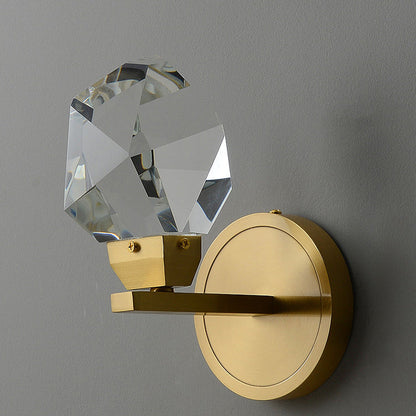 Luxury Full Copper Crystal Stone LED Wall Sconce Lamp