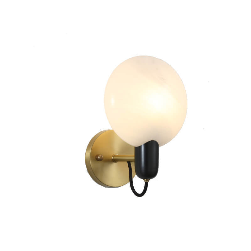 Light Brass Faux Marble Disc 1-Light Wall Sconce Lamp