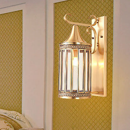Copper Glass Tubular Shade 1/3-Light Wall Sconce Lamp