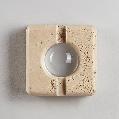 Retro White Travertine Square Shade LED Wall Sconce Lamp